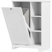 HOMCOM Dulap Modern pentru Rufe cu Coș Detașabil și  Compartimente de Depozitare, 60x38x86 cm, Alb | Aosom Romania 