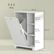 HOMCOM Dulap Modern pentru Rufe cu Coș Detașabil și  Compartimente de Depozitare, 60x38x86 cm, Alb | Aosom Romania 