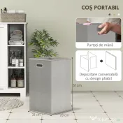 HOMCOM Dulap Modern pentru Rufe cu Coș Detașabil și  Compartimente de Depozitare, 60x38x86 cm, Alb | Aosom Romania 