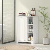 HOMCOM Dulap Modern pentru Rufe cu Coș Detașabil și  Compartimente de Depozitare, 60x38x86 cm, Alb | Aosom Romania 