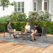 Outsunny Set de Mobilier de Grădină din 4 Piese cu Canapea, 2 Scaune și Masă de Cafea, 108x66x86 cm, Negru | Aosom Romania 