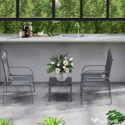Outsunny Set de Mobilier de Grădină din 4 Piese cu Canapea, 2 Scaune și Masă de Cafea, 108x66x86 cm, Negru | Aosom Romania 