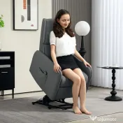 HOMCOM Fotoliu Electric Rabatabil cu Telecomandă, Suport pentru Picioare și Buzunar Lateral, 62x86,5x98 cm, Gri Cărbune | Aosom Romania