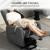 HOMCOM Fotoliu Electric Rabatabil cu Telecomandă, Suport pentru Picioare și Buzunar Lateral, 62x86,5x98 cm, Gri Cărbune | Aosom Romania