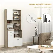 HOMCOM Bufet Înalt de Bucătărie cu Sertar, 3 Dulapuri și 4 Compartimente Deschise, 80x35x180 cm, Alb | Aosom Romania