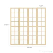 HOMCOM Paravan cu 4 Panouri Pliabile, Separator de Camere Autoportant, Ecran de Intimitate Interior pentru Sufragerie, Dormitor, 160 x 170cm | Aosom Romania
