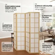 HOMCOM Paravan cu 4 Panouri Pliabile, Separator de Camere Autoportant, Ecran de Intimitate Interior pentru Sufragerie, Dormitor, 160 x 170cm | Aosom Romania