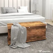 HOMCOM Bancă de Depozitare cu Picioare Antiderapante din Lemn, 100x40x40 cm, Maro | Aosom Romania