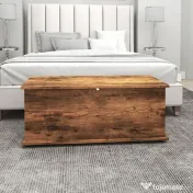 HOMCOM Bancă de Depozitare cu Picioare Antiderapante din Lemn, 100x40x40 cm, Maro | Aosom Romania