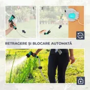 Outsunny Tambur Automat de Furtun, Montabil pe Perete și Portabil, Lungime 25+2 m, Sistem de Blocare și 7 Jeturi, Gri
