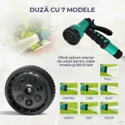 Outsunny Tambur Automat de Furtun, Montabil pe Perete și Portabil, Lungime 25+2 m, Sistem de Blocare și 7 Jeturi, Gri