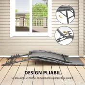 Outsunny Set de 2 Șezlonguri Pliante, Ajustabile în 4 Poziții cu Cotiere și Perne, 64x154x87 cm, Gri | Aosom Romania 