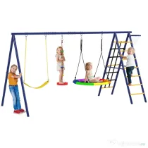 AIYAPLAY Set Leagăn de Grădină 6 în 1 pentru Copii 3-8 Ani, 350x183x200 cm, Multicolor