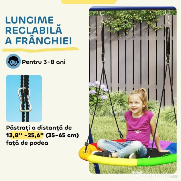 AIYAPLAY Set Leagăn de Grădină 6 în 1 pentru Copii 3-8 Ani, 350x183x200 cm, Multicolor