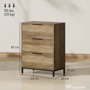 HOMCOM Comodă 3 Sertare Lemn | Aosom Romania 