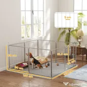 PawHut Țarc pentru Animale de Companie din 8 Panouri, Pliabil și Portabil, 160x160x80 cm, Argintiu | Aosom Romania 