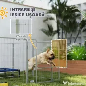 PawHut Țarc pentru Animale de Companie din 8 Panouri, Pliabil și Portabil, 160x160x80 cm, Argintiu | Aosom Romania 