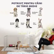 PawHut Țarc pentru Animale de Companie din 8 Panouri, Pliabil și Portabil, 160x160x80 cm, Argintiu | Aosom Romania 