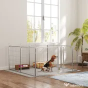 PawHut Țarc pentru Animale de Companie din 8 Panouri, Pliabil și Portabil, 160x160x80 cm, Argintiu | Aosom Romania 