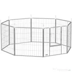 PawHut Țarc pentru Câini cu 8 Panouri Modulabile, Pliabil, cu Ușă din Oțel, Înălțime 80 cm, Argintiu
