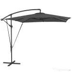 Outsunny Umbrelă de Grădină Suspendată 2.47x2.47 m, Umbrelă de Exterior cu Bază în Cruce, Corzi Antivânt, Gri Închis | Aosom Romania