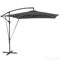 Outsunny Umbrelă de Grădină Suspendată 2.47x2.47 m, Umbrelă de Exterior cu Bază în Cruce, Corzi Antivânt, Gri Închis | Aosom Romania