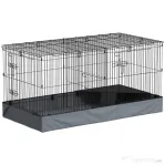 PawHut Cușcă pentru Animale Mici 2 în 1, Capac Detasabil și Secțiuni Separate, 121x61x61 cm, Negru