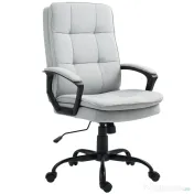 HOMCOM Scaun de Birou Ergonomic cu Spătar Înalt, Înălțime Reglabilă, Funcție de Leagăn și Brațe, 63x70x102-112 cm, Gri | Aosom Romania 