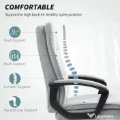 HOMCOM Scaun de Birou Ergonomic cu Spătar Înalt, Înălțime Reglabilă, Funcție de Leagăn și Brațe, 63x70x102-112 cm, Gri | Aosom Romania 