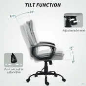 HOMCOM Scaun de Birou Ergonomic cu Spătar Înalt, Înălțime Reglabilă, Funcție de Leagăn și Brațe, 63x70x102-112 cm, Gri | Aosom Romania 