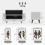 HOMCOM Bancă cu Spațiu de Depozitare cu Cotiere din Țesătură și Lemn 132x42x50 cm Gri | Aosom Romania 