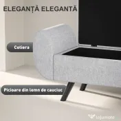 HOMCOM Bancă cu Spațiu de Depozitare cu Cotiere din Țesătură și Lemn 132x42x50 cm Gri | Aosom Romania 