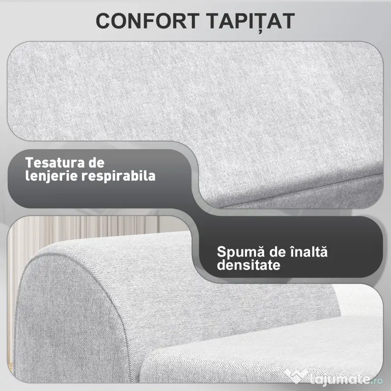 HOMCOM Bancă cu Spațiu de Depozitare cu Cotiere din Țesătură și Lemn 132x42x50 cm Gri | Aosom Romania