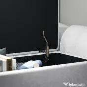 HOMCOM Bancă cu Spațiu de Depozitare cu Cotiere din Țesătură și Lemn 132x42x50 cm Gri | Aosom Romania 