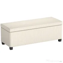 HOMCOM Bancă de Depozitare de 84L, din Țesătură cu Efect de Catifea și Oțel, 112x42x40 cm, Bej | Aosom Romania