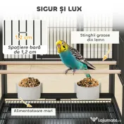 Pawhut Cușcă Metalică Rotile Acrilic Negru | Aosom Romania 