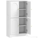 HOMCOM Comodă Bucătărie din Lemn cu 2 Dulapuri, 4 Uși, 2 Rafturi Reglabile, pentru Sala de Masă, Living, Alb