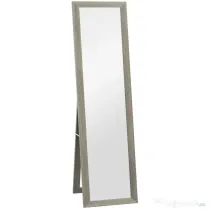 HOMCOM Oglindă Autoportantă Modernă, 37x157 cm, Oglindă de Perete și de Podea în Mărime Naturală cu Ramă din Lemn și Suport, pentru Dormitor, Living și Hol, Gri | Aosom Romania
