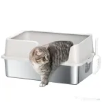 PawHut Litieră Inox, Bord Detasabil, Antimiros | Aosom Romania