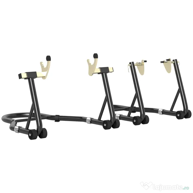 HOMCOM Set de 2 Suporturi Reglabile pentru Motocicletă, Tip Triunghi, din Oțel, Negru | Aosom Romania