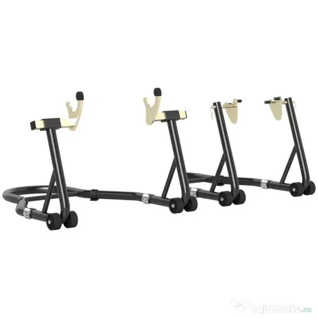 HOMCOM Set de 2 Suporturi Reglabile pentru Motocicletă, Tip Triunghi, din Oțel, Negru | Aosom Romania
