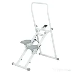 SPORTNOW Stepper Vertical Pliabil cu Mâner Reglabil, Pedale Antiderapante și Monitor LCD, Alb