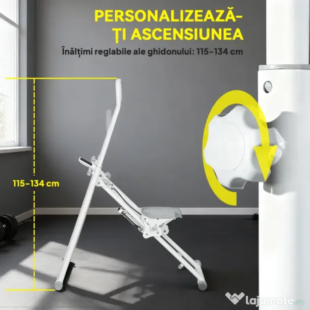 Stepper Vertical SPORTNOW, Fitness Acasă, Pliabil și Compact, Climber Vertical cu Mâner Reglabil, Pedale Antiderapante, Display LCD, Antrenament Cardio Complet pentru Sala de Acasă | Aosom Romania