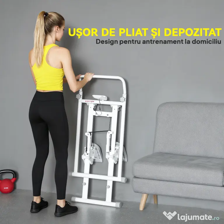 Stepper Vertical SPORTNOW, Fitness Acasă, Pliabil și Compact, Climber Vertical cu Mâner Reglabil, Pedale Antiderapante, Display LCD, Antrenament Cardio Complet pentru Sala de Acasă | Aosom Romania