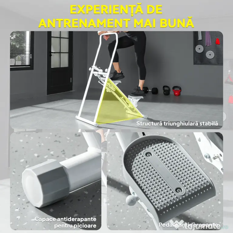 Stepper Vertical SPORTNOW, Fitness Acasă, Pliabil și Compact, Climber Vertical cu Mâner Reglabil, Pedale Antiderapante, Display LCD, Antrenament Cardio Complet pentru Sala de Acasă | Aosom Romania