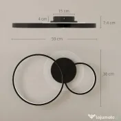 HOMCOM Lampă de tavan LED Modernă cu Intensitate Reglabilă, Putere 40W, Negru