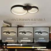 HOMCOM Lampă de tavan LED Modernă cu Intensitate Reglabilă, Putere 40W, Negru
