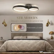 HOMCOM Lampă de tavan LED Modernă cu Intensitate Reglabilă, Putere 40W, Negru