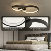 HOMCOM Lampă de tavan LED Modernă cu Intensitate Reglabilă, Putere 40W, Negru