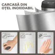 Coș de gunoi HOMCOM de 42L cu Senzor de Mișcare și Deschidere Automată, din Oțel Inoxidabil și ABS, 30.5x30.5x68 cm, Negru și Argintiu | Aosom Romania